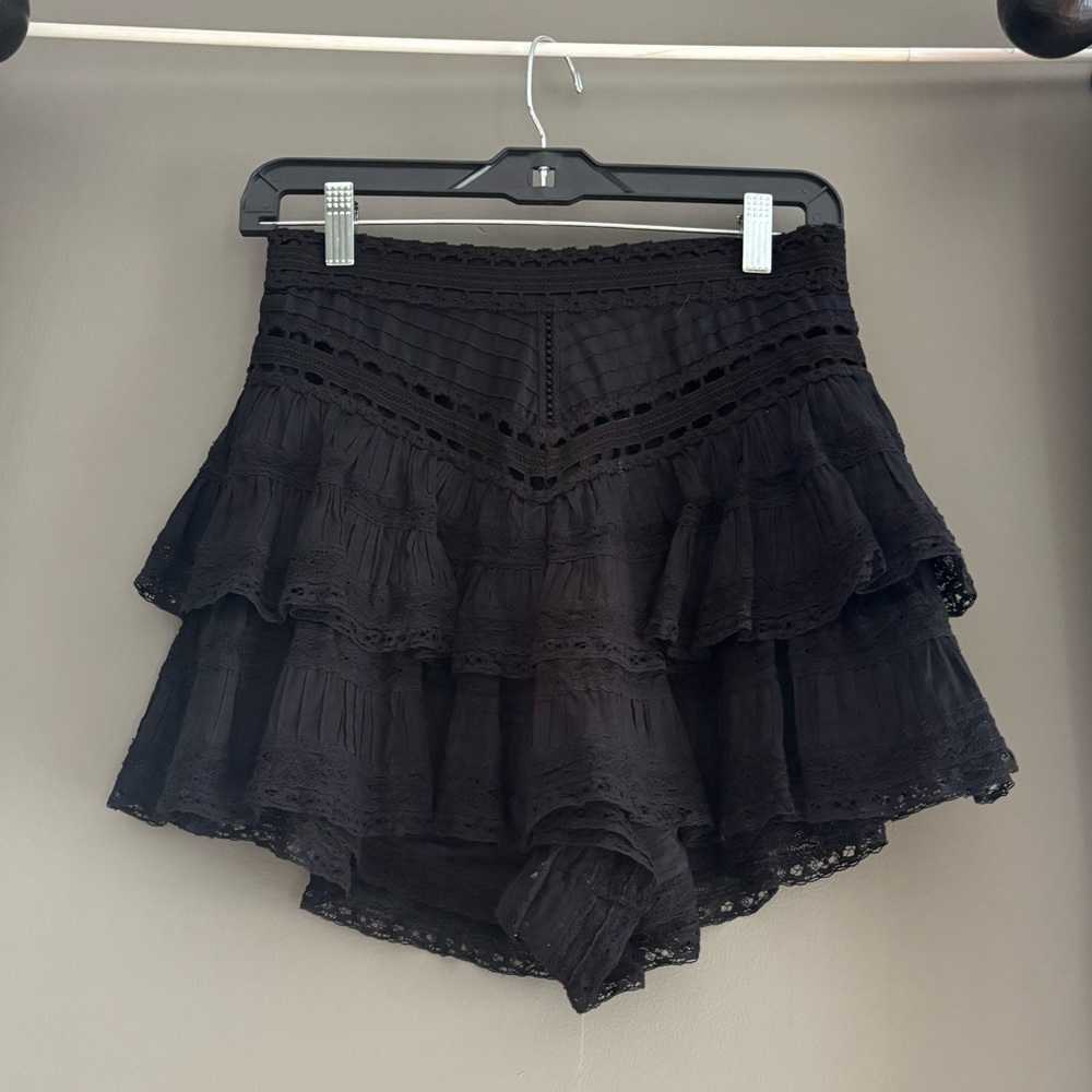 Zimmermann Black Tiered Ruffle Mini Skirt